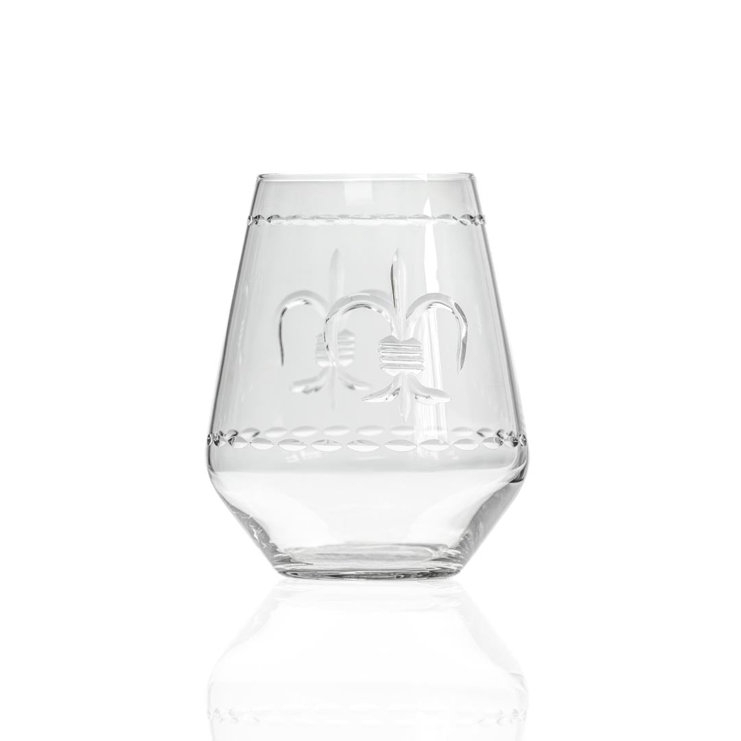 Rolf Glass Fleur De Lis 18oz Stemless Wine Glass