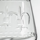 Rolf Glass Fleur De Lis 18oz Stemless Wine Glass detailed engraving and polishing