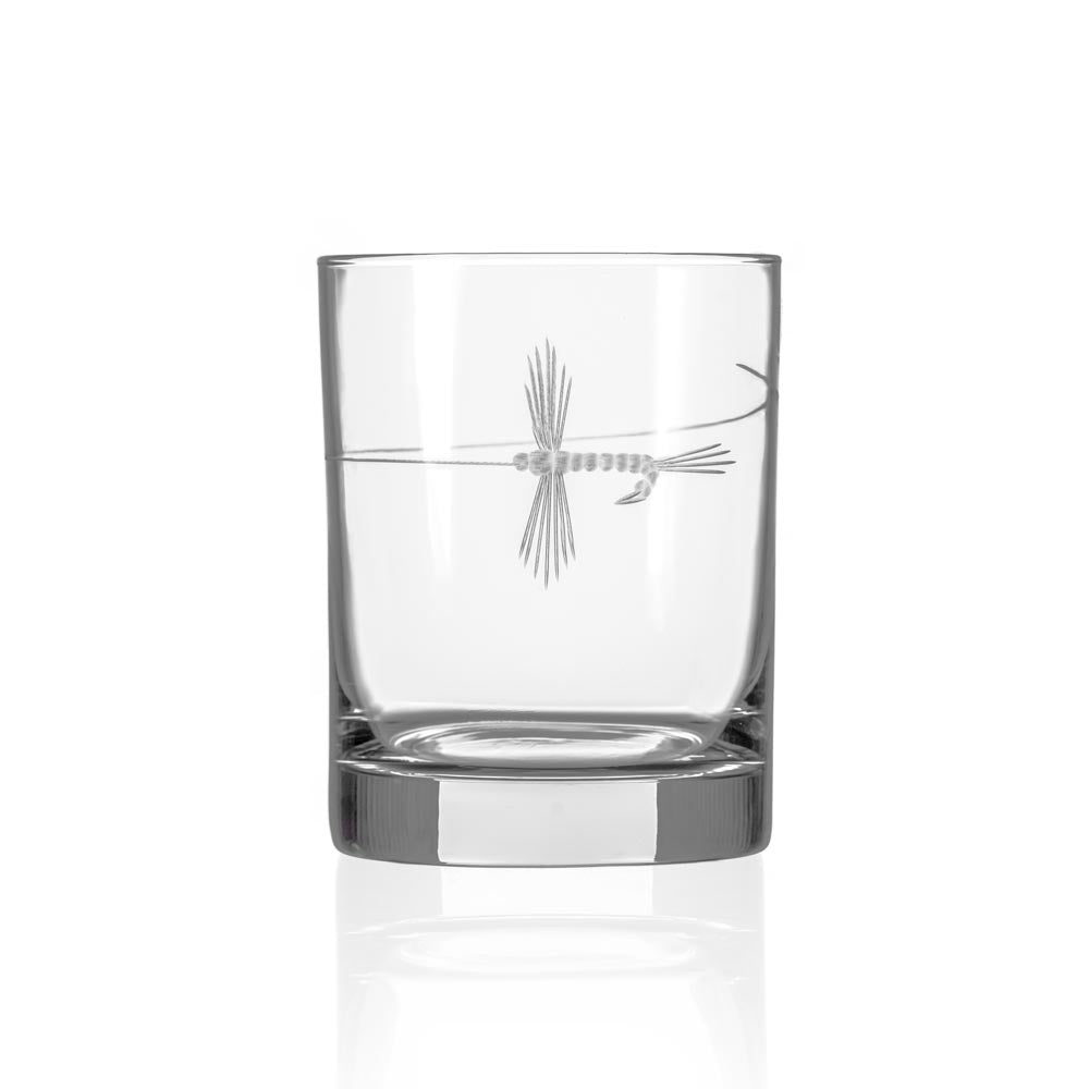 Rolf Glass Fly Fishing 13oz Double Old Fashioned Whiskey Cocktail Glass