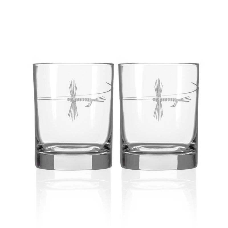 Rolf Glass Fly Fishing 13oz Double Old Fashioned Whiskey Cocktail Glass
