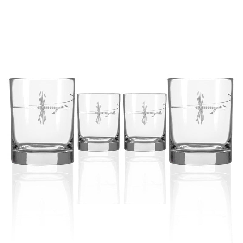 Rolf Glass Fly Fishing 13oz Double Old Fashioned Whiskey Cocktail Glass