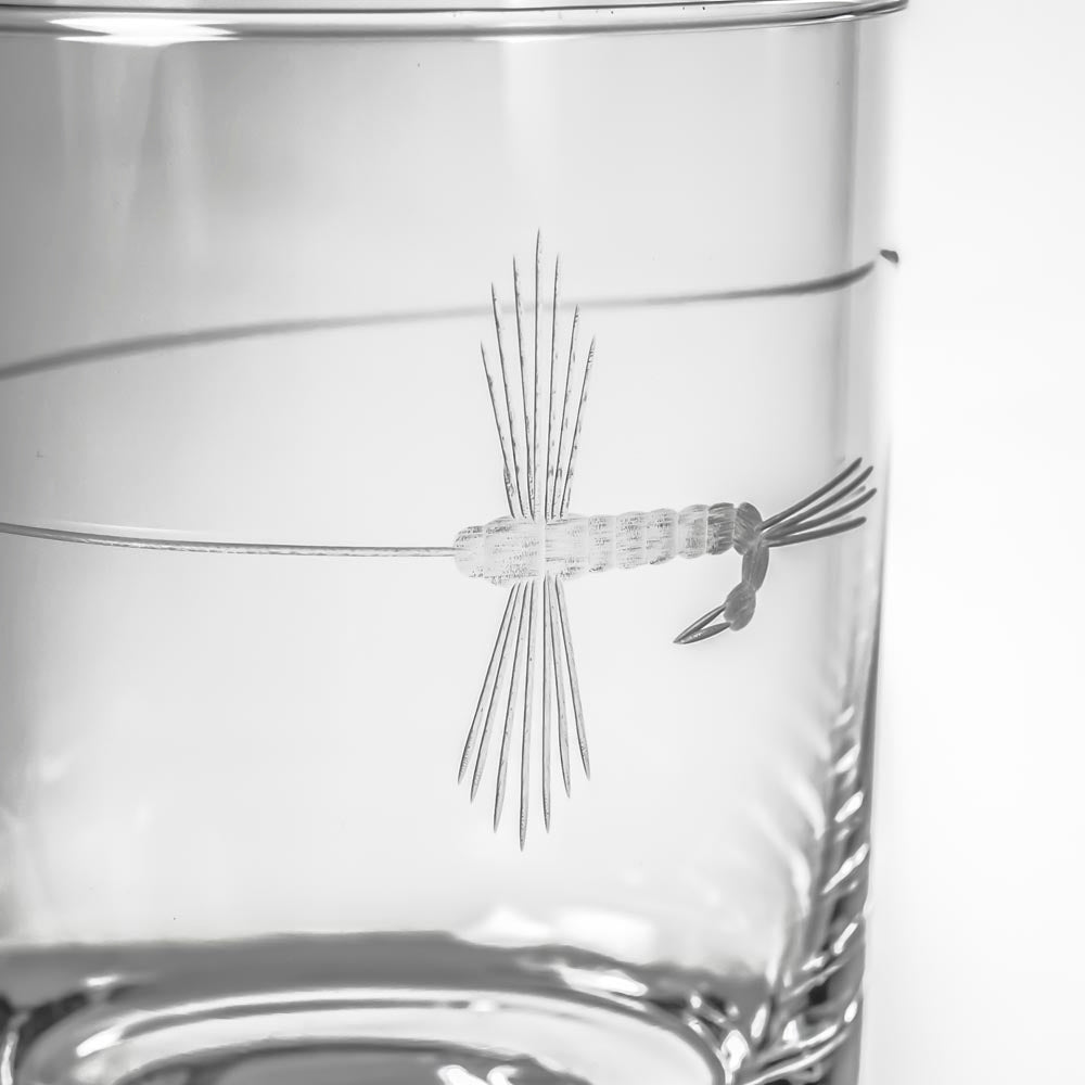 Rolf Glass Fly Fishing 13oz Double Old Fashioned Whiskey Cocktail Glass
