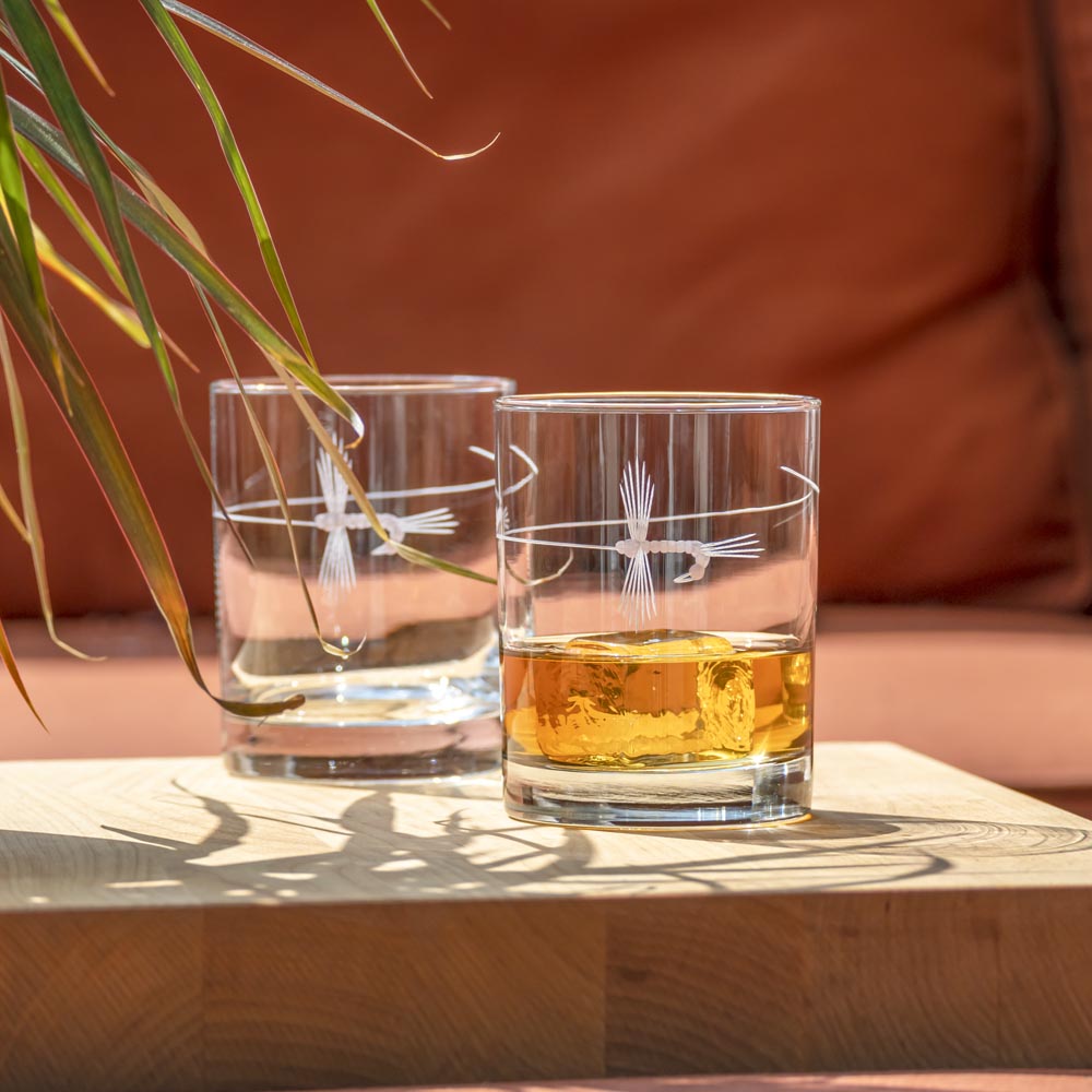Rolf Glass Fly Fishing 13oz Double Old Fashioned Whiskey Cocktail Glass