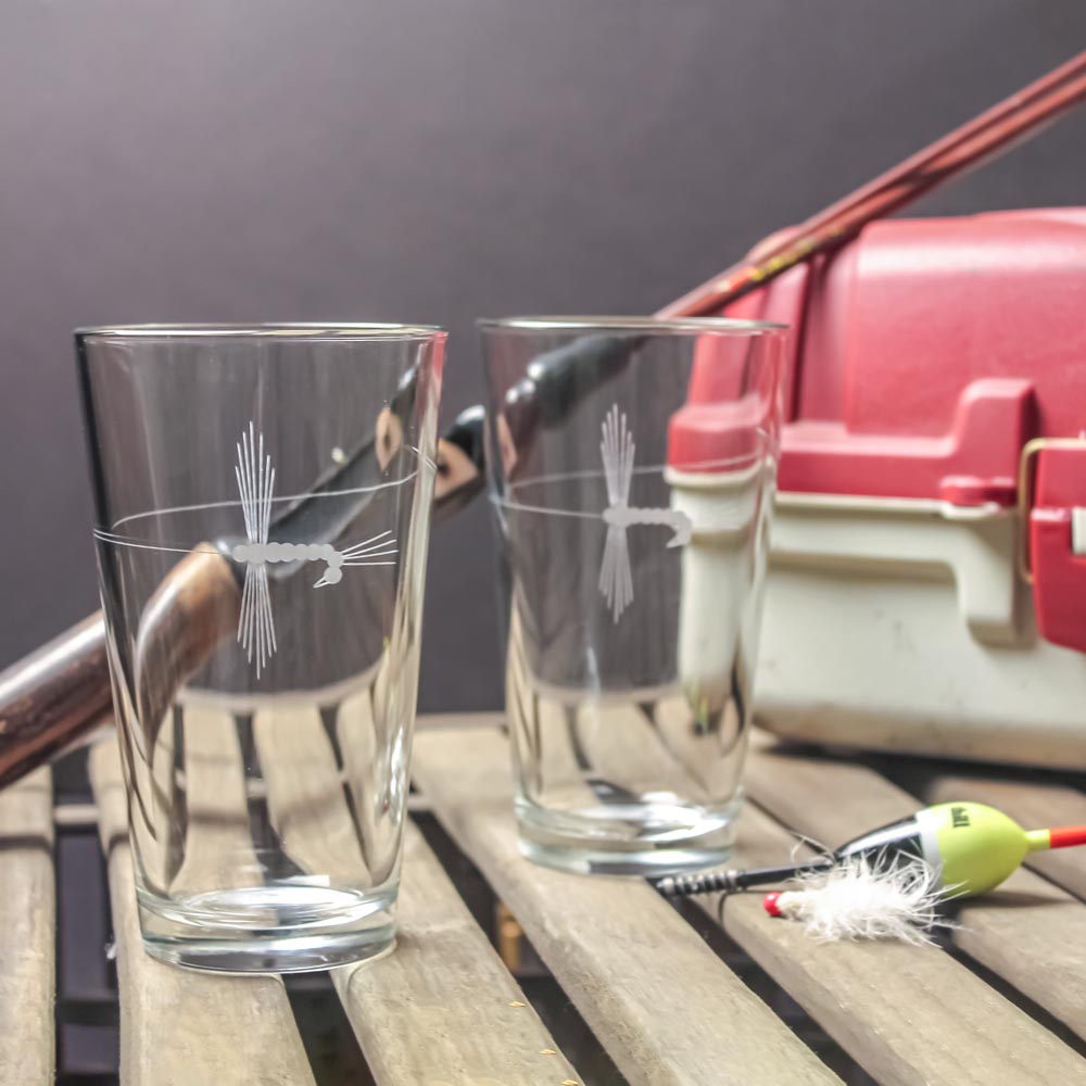 Fly Fishing 16oz Beer Pint Glass | Set of 4 - Thumbnail 4