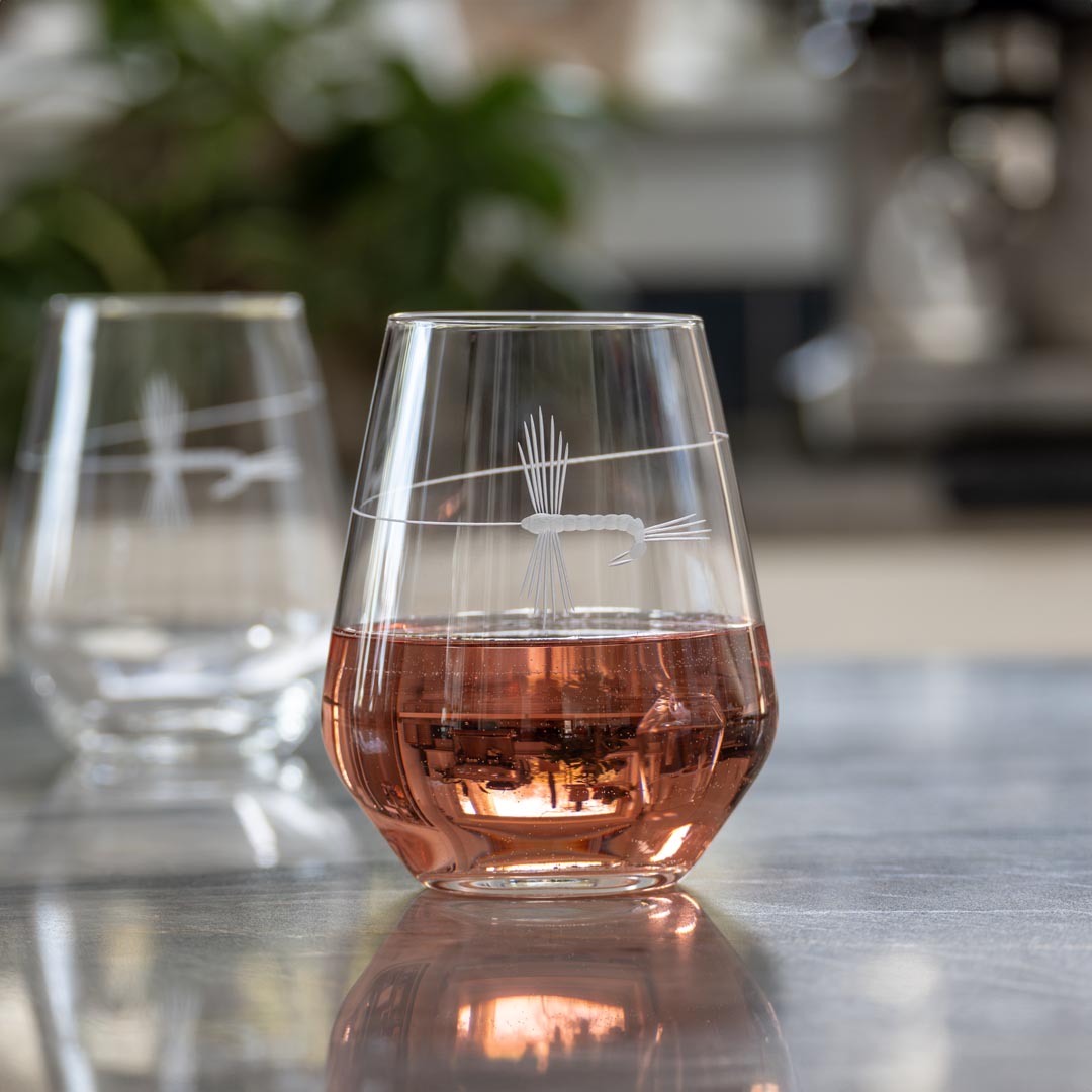 Fly Fishing 18oz Stemless Wine Tumbler Glass | Set of 2 – Rolf Glass