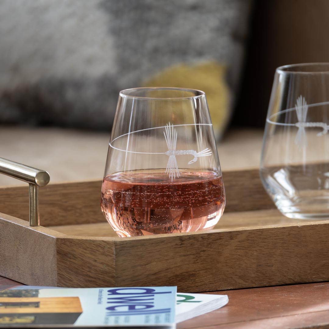 Fly Fishing 18oz Stemless Wine Tumbler Glass | Set of 4 - Thumbnail 5