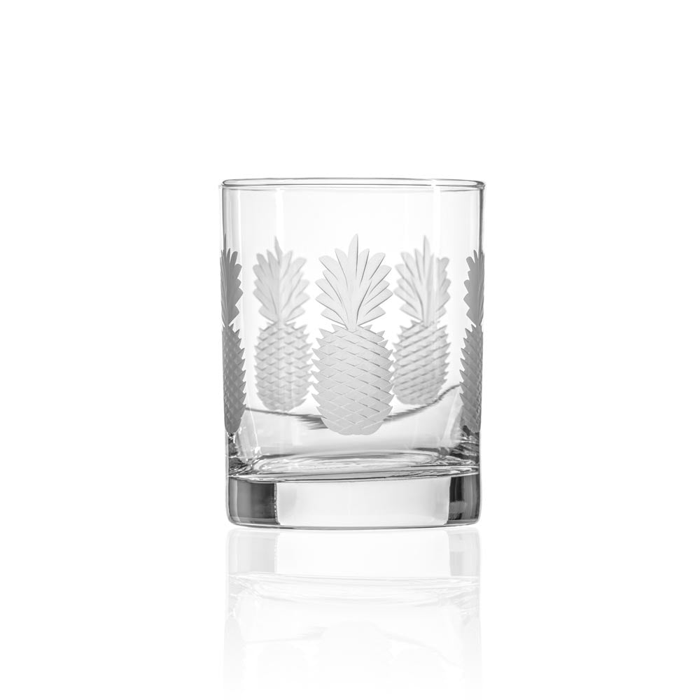 Fresh Pineapple 13oz Double Old Fashioned Whiskey Glass | Set of 4