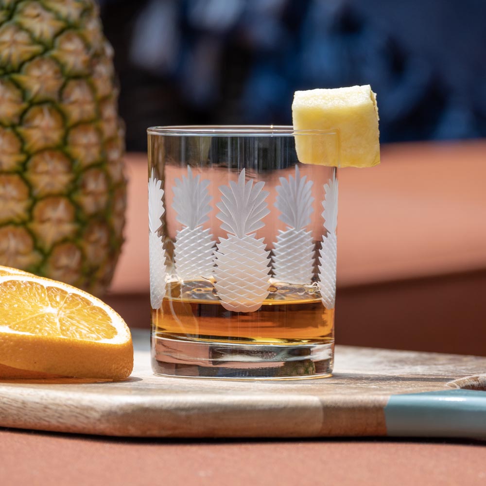 Fresh Pineapple 13oz Double Old Fashioned Whiskey Glass | Set of 4 - Thumbnail 4