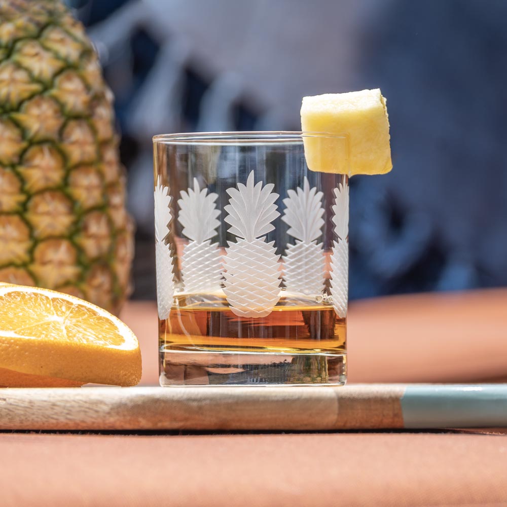 Fresh Pineapple 13oz Double Old Fashioned Whiskey Glass | Set of 4 - Thumbnail 5