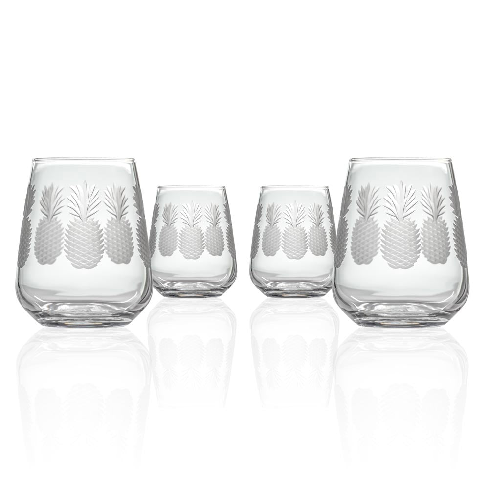Fresh Pineapple 15.75oz Stemless Wine Tumbler | Set of 4