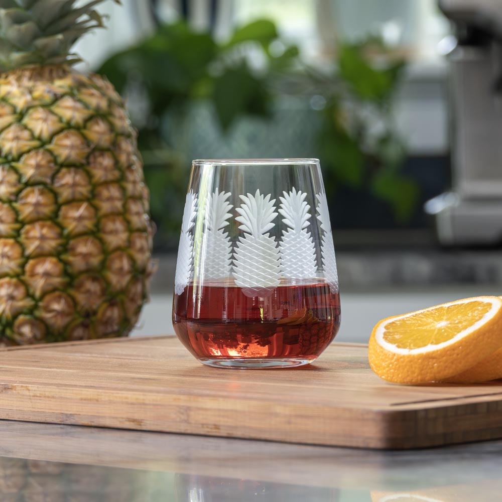 Fresh Pineapple 15.75oz Stemless Wine Tumbler | Set of 4 - Thumbnail 4