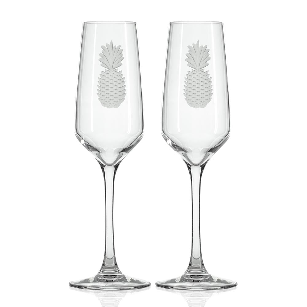 Fresh Pineapple 5.75oz Champagne Flute | Set of 2