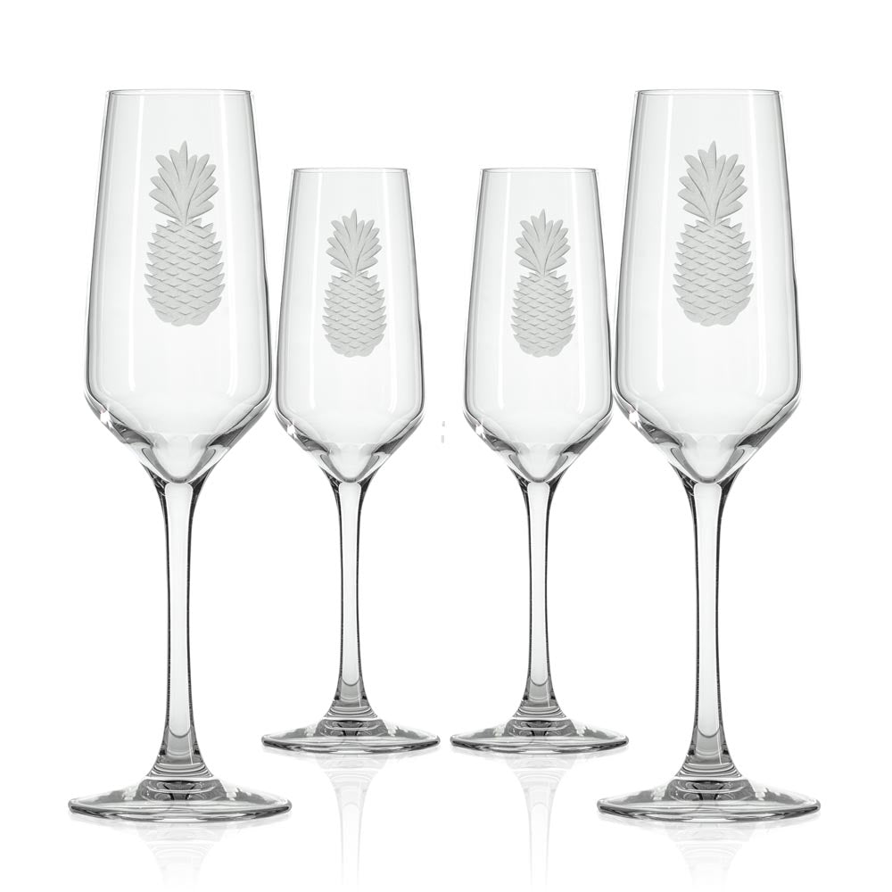 Fresh Pineapple 5.75oz Champagne Flute | Set of 4
