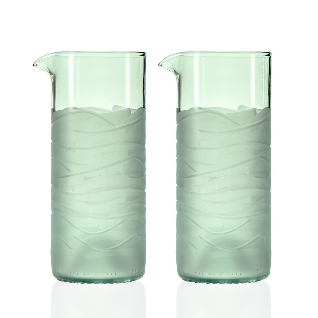 Rolf Glass Glacier Glass 16oz Recycled Repurposed Water Pitcher Set of 2
