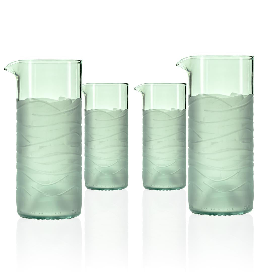 Rolf Glass Glacier Glass 16oz Recycled Repurposed Water Pitcher Set of 4