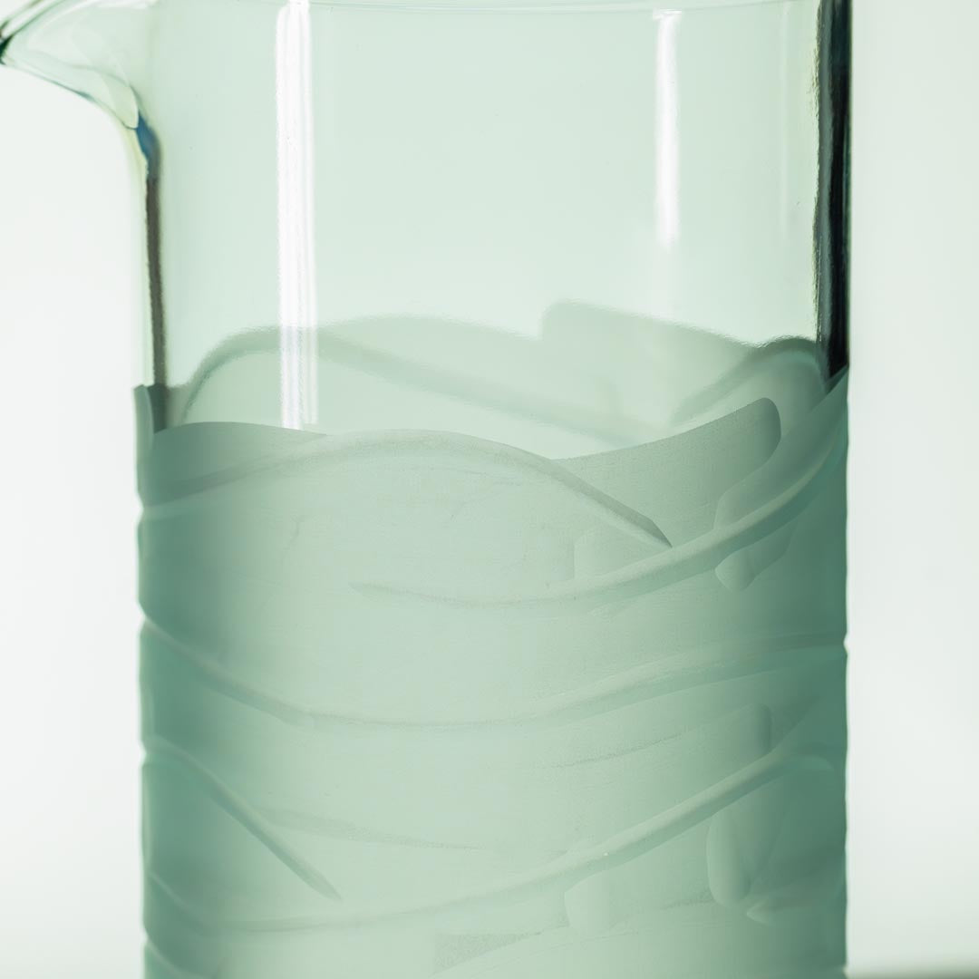 Rolf Glass Glacier Glass 16oz Recycled Repurposed Water Pitcher Close Up