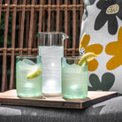 Rolf Glass Glacier Glass 16oz Pitcher and 12oz Tumblers Recycled Reused Repurposed Glassware Sets outdoor entertaining