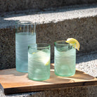 Rolf Glass Glacier Glass 16oz Pitcher and 12oz Tumblers Recycled Reused Repurposed Glassware Sets
