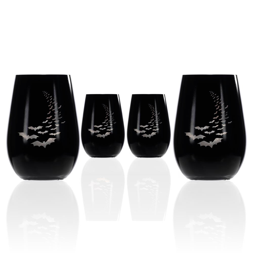 Going Batty Silver 16.5oz Stemless Wine Tumbler | Set of 4
