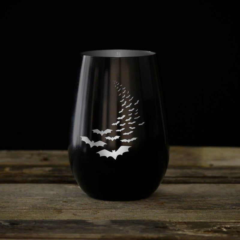 Rolf Glass Going Batty Silver 16.5oz Stemless Wine Tumbler
