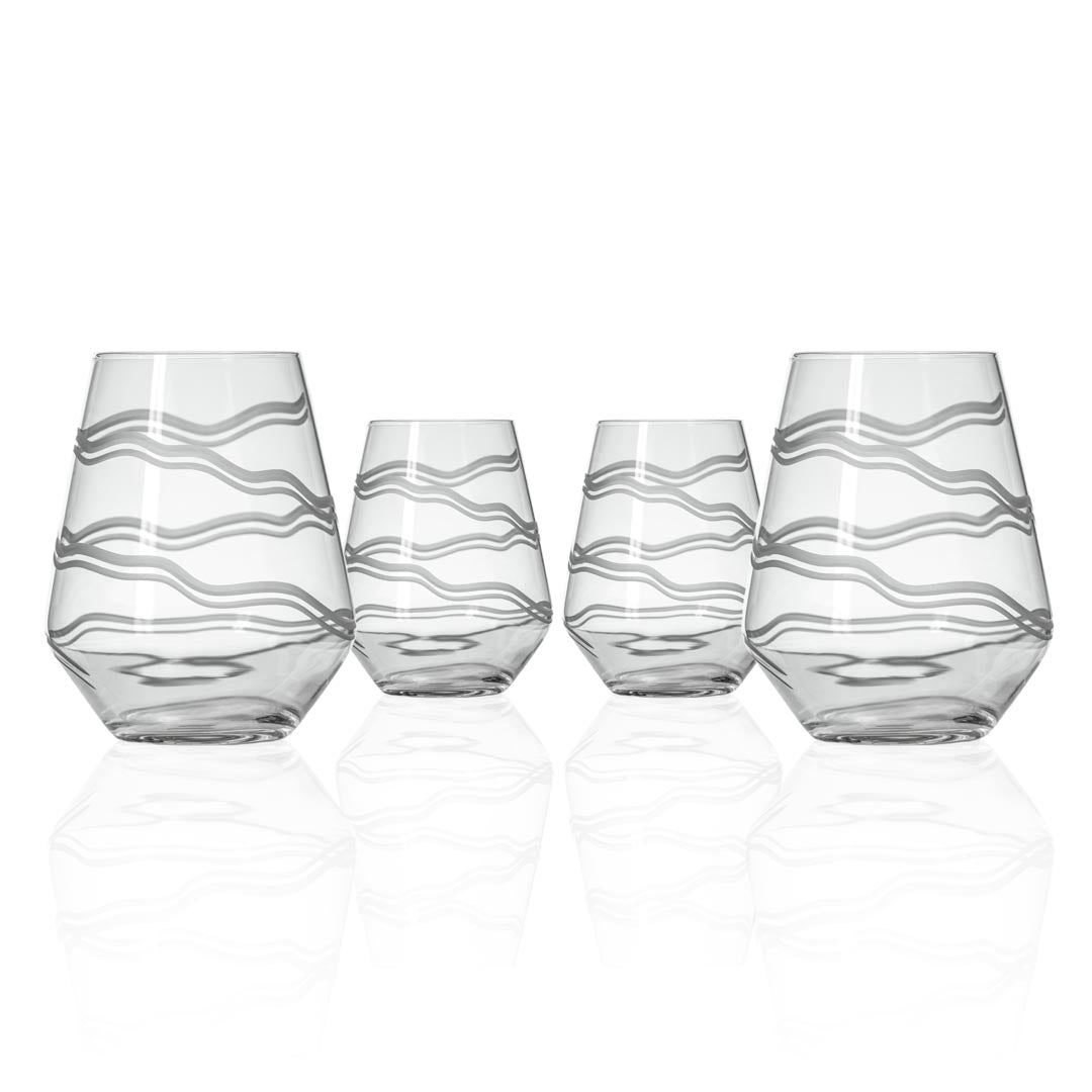 Rolf Glass Good Vibrations 18oz Stemless Wine Tumbler Glass set of 4
