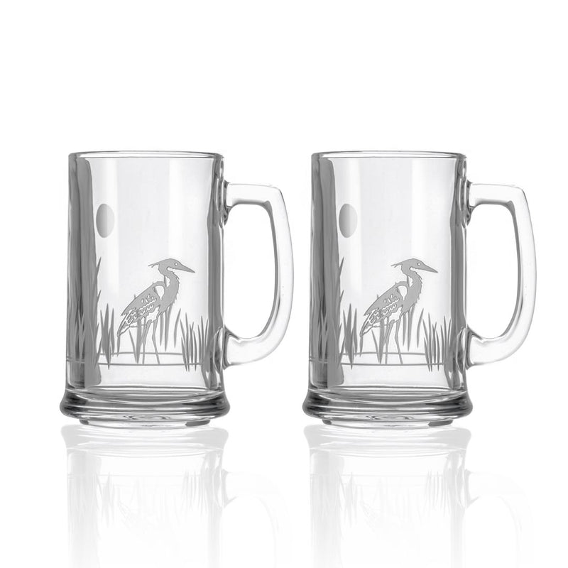 Rolf Glass Heron 15oz Beer Mug set of 2