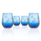 Heron 15oz Blue Stemless Wine Glass Set of 4 by Rolf Glass