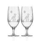 Rolf Glass Heron 16oz Footed Iced Tea Glass set of 2