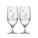 Rolf Glass Heron 16oz Footed Iced Tea Glass set of 2