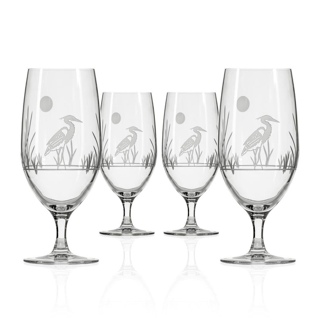 Rolf Glass Heron 16oz Footed Iced Tea Glass set of 4