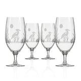 Rolf Glass Heron 16oz Footed Iced Tea Glass set of 4