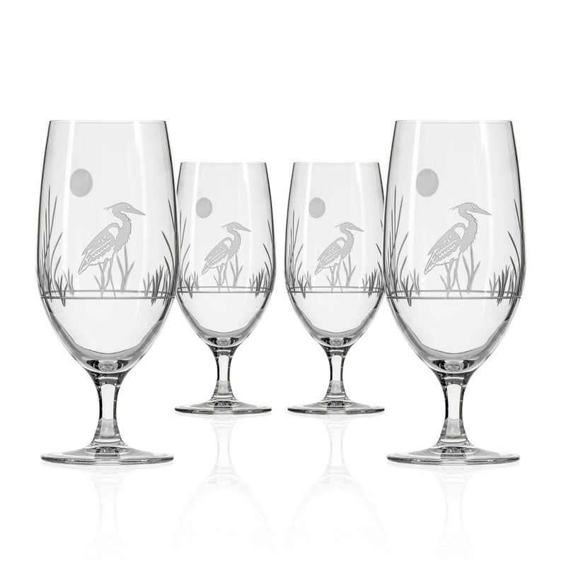 Rolf Glass Heron 16oz Footed Iced Tea Glass set of 4