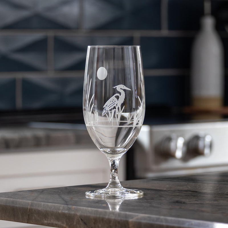 Rolf Glass Heron 15oz Footed Iced Tea Glass is coastal favorite for your beach house