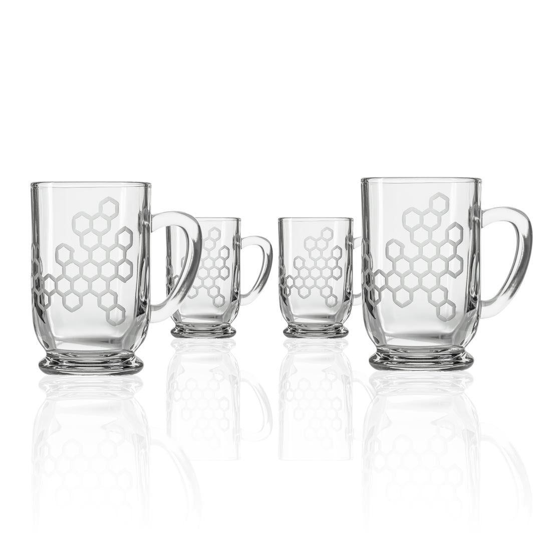 Honeycomb 16oz Bolero Glass Mug Set of 4 by Rolf Glass