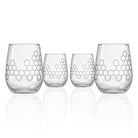 Honeycomb 17oz Stemless Wine Glass Set of 4 by Rolf Glass