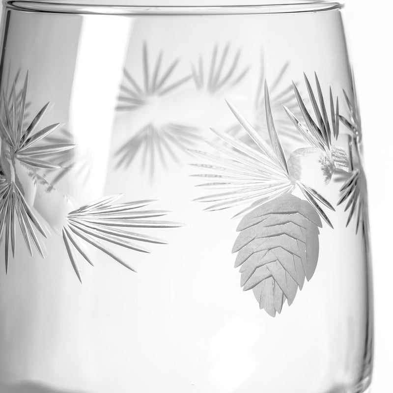 Rolf Glass Icy Pine 12oz White Wine Glass detailed engraving of pine cone