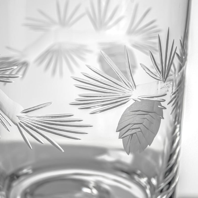 Rolf Glass Icy Pine 13oz Double Old Fashioned Cocktail Glass detailed engraved pine cone