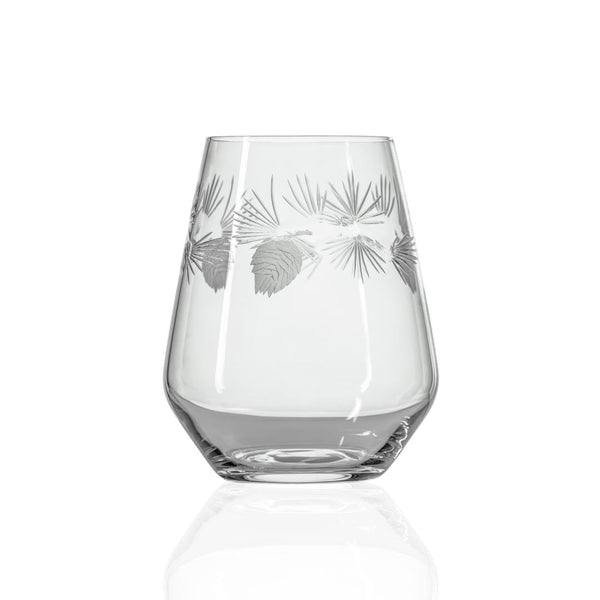 Rolf Glass Icy Pine 18oz Stemless Wine Tumbler Glass front view on a white background