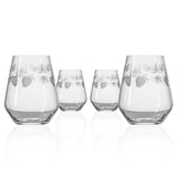 Rolf Glass Icy Pine 18oz Stemless Wine Tumbler Glass set of 4 front view on a white background