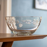 Rolf Glass Icy Pine 9.25 inch Round Glass Bowl on a wood table