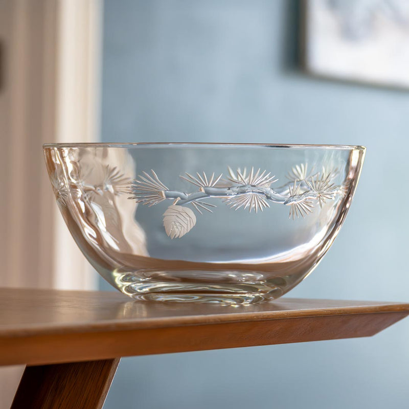 Rolf Glass Icy Pine 9.25 inch Round Glass Bowl on a wood table