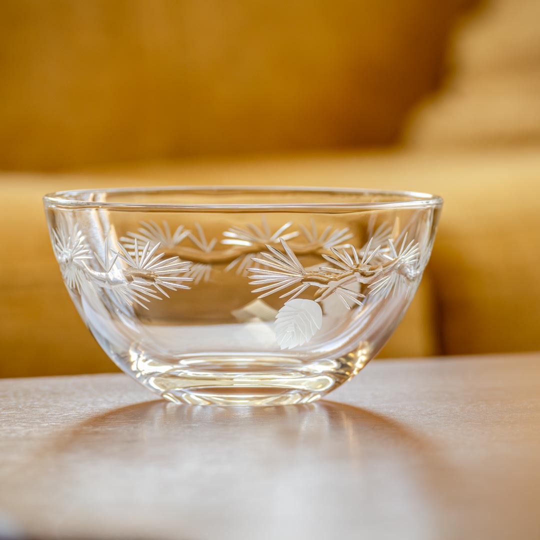 Icy Pine Small Glass Bowl in the living room by Rolf Glass