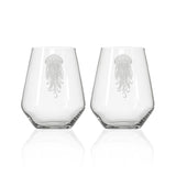 Rolf Glass Jellyfish 18oz Stemless Wine Glass set of 2