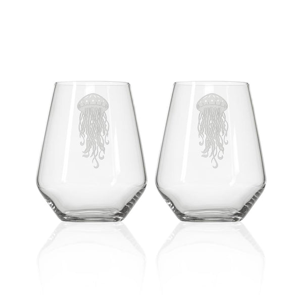 Rolf Glass Jellyfish 18oz Stemless Wine Glass set of 2