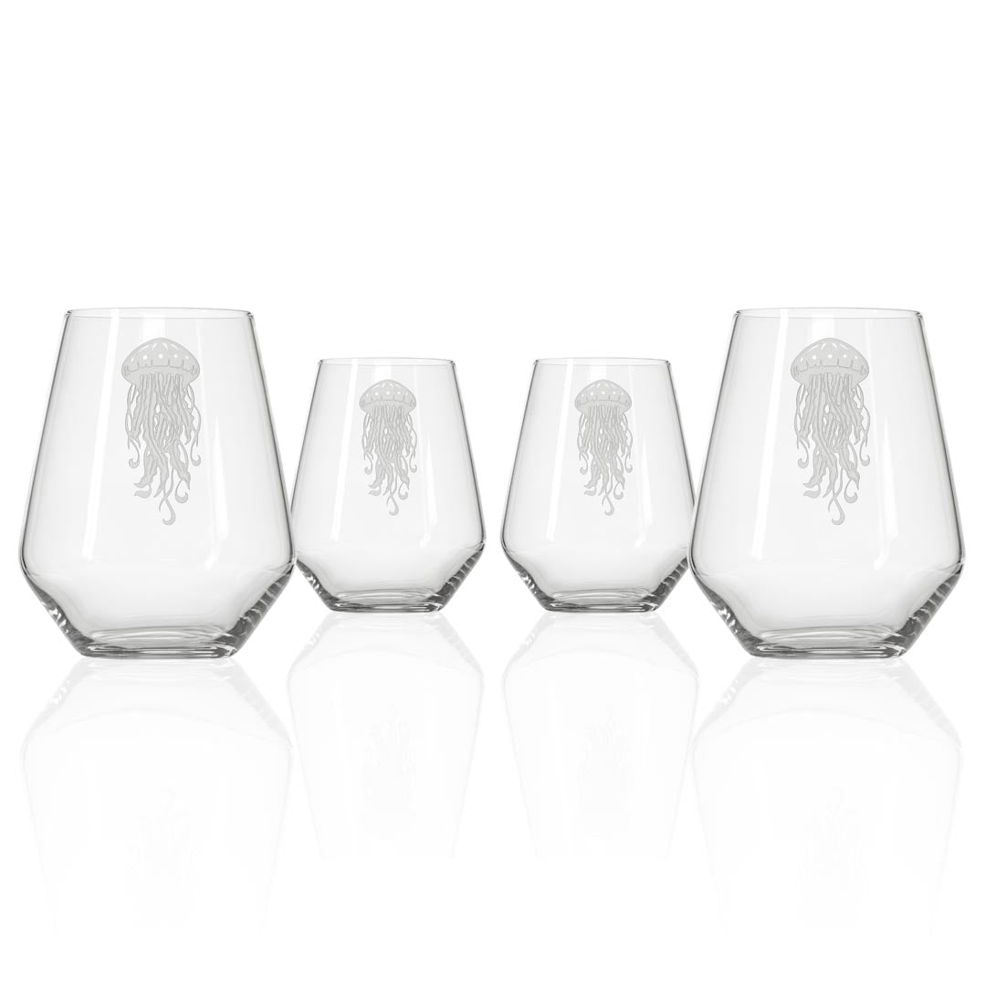 Rolf Glass Jellyfish 18oz Stemless Wine Glass set of 4