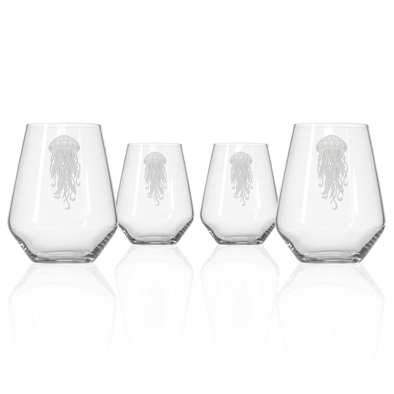 Rolf Glass Jellyfish 18oz Stemless Wine Glass set of 4