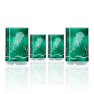 Jellyfish Twice Around 12oz Teal Repurposed Tumbler Set of 4 by Rolf Glass