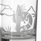 Detail closeup of Kokopelli Desert 13oz whiskey glass by Rolf Glass