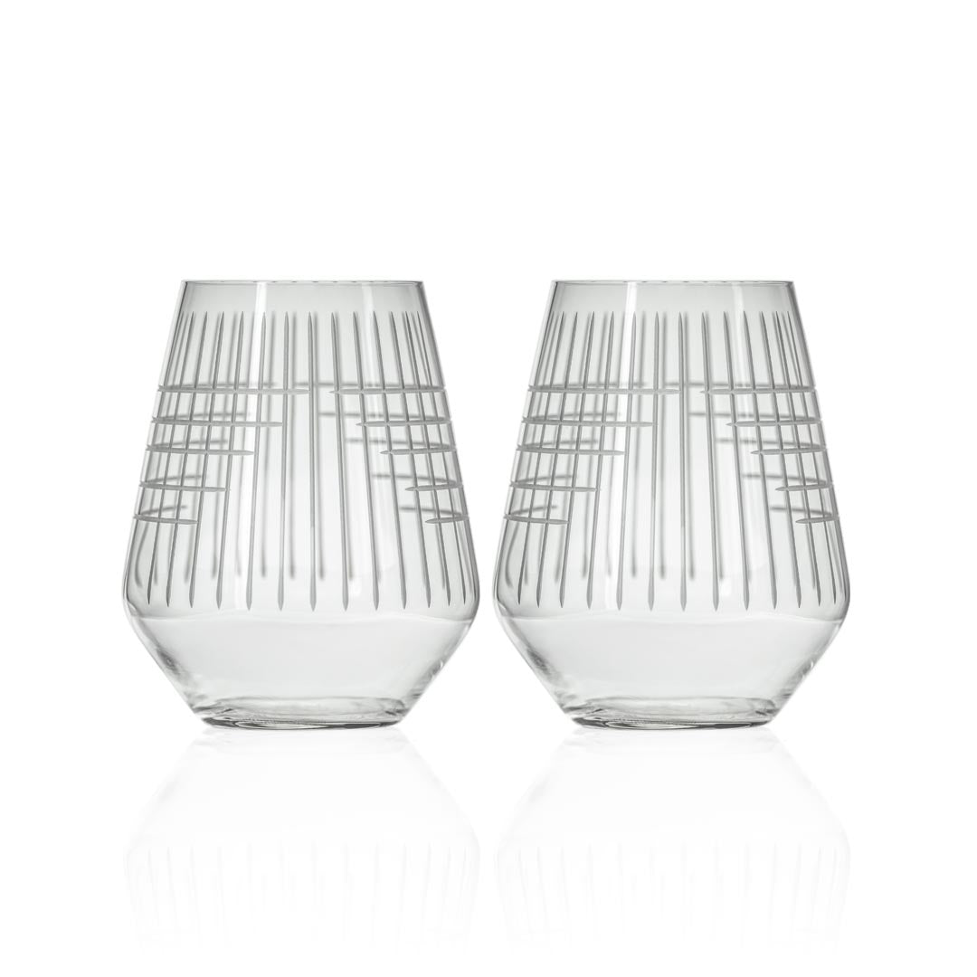 Rolf Glass Matchstick 18oz Stemless Wine Glass set of 2