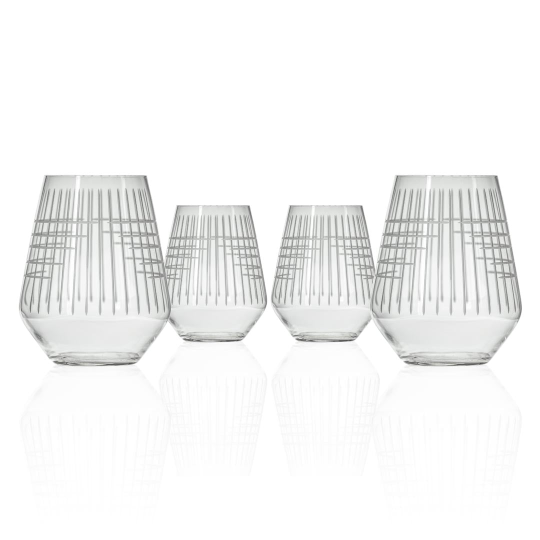 Rolf Glass Matchstick 18oz Stemless Wine Glass set of 4